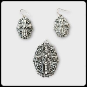 Cross Pendant and Earrings Set